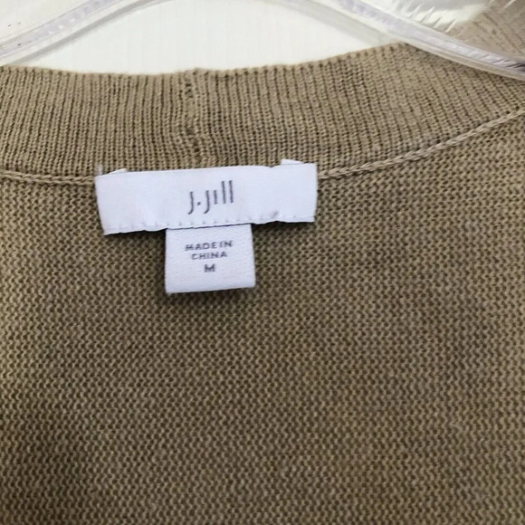 2/$30 J Jill Linen Blend Cardigan Sweater Womens Med Tan Bohemian Lagenlook - Picture 5 of 9